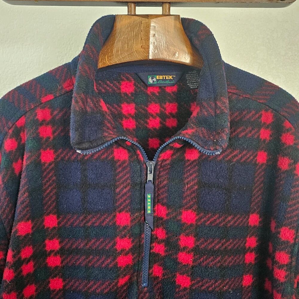 Vintage 90s Eddie Bauer EBTEK Plaid Fleece Masters Champion Charles Coody